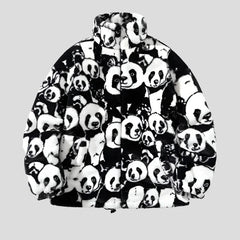 Chaqueta acolchada de invierno de gran tamaño con forro polar y diseño de panda para hombre