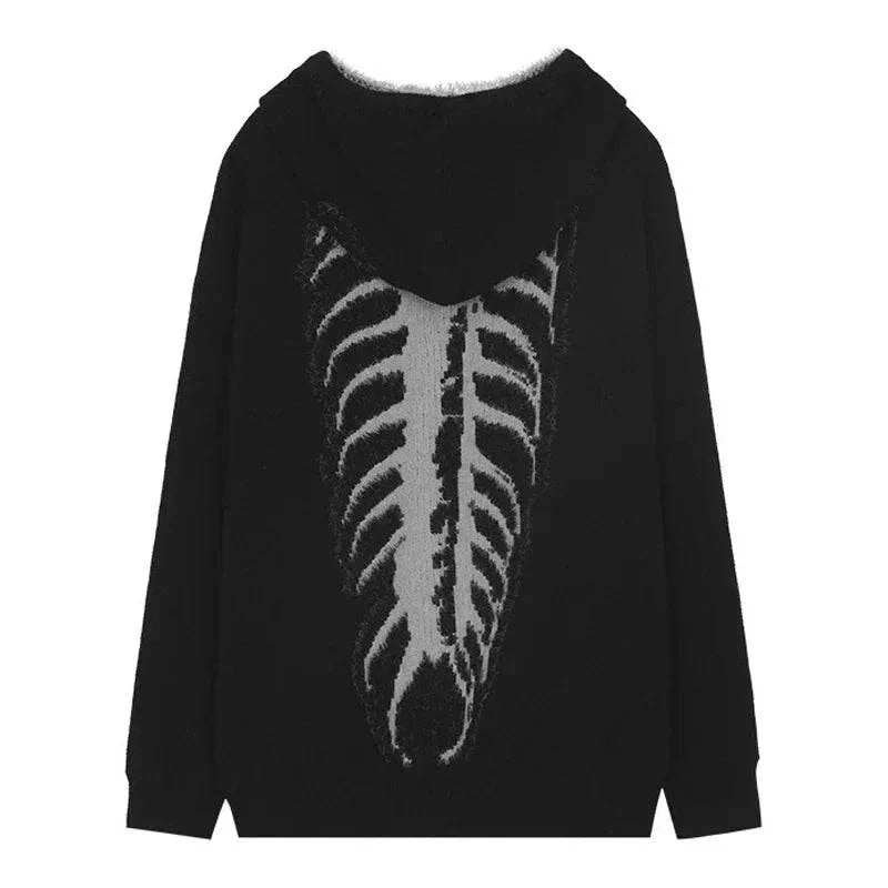 Hoodie Grunge Centipede Bone Knitted American Style Unisex