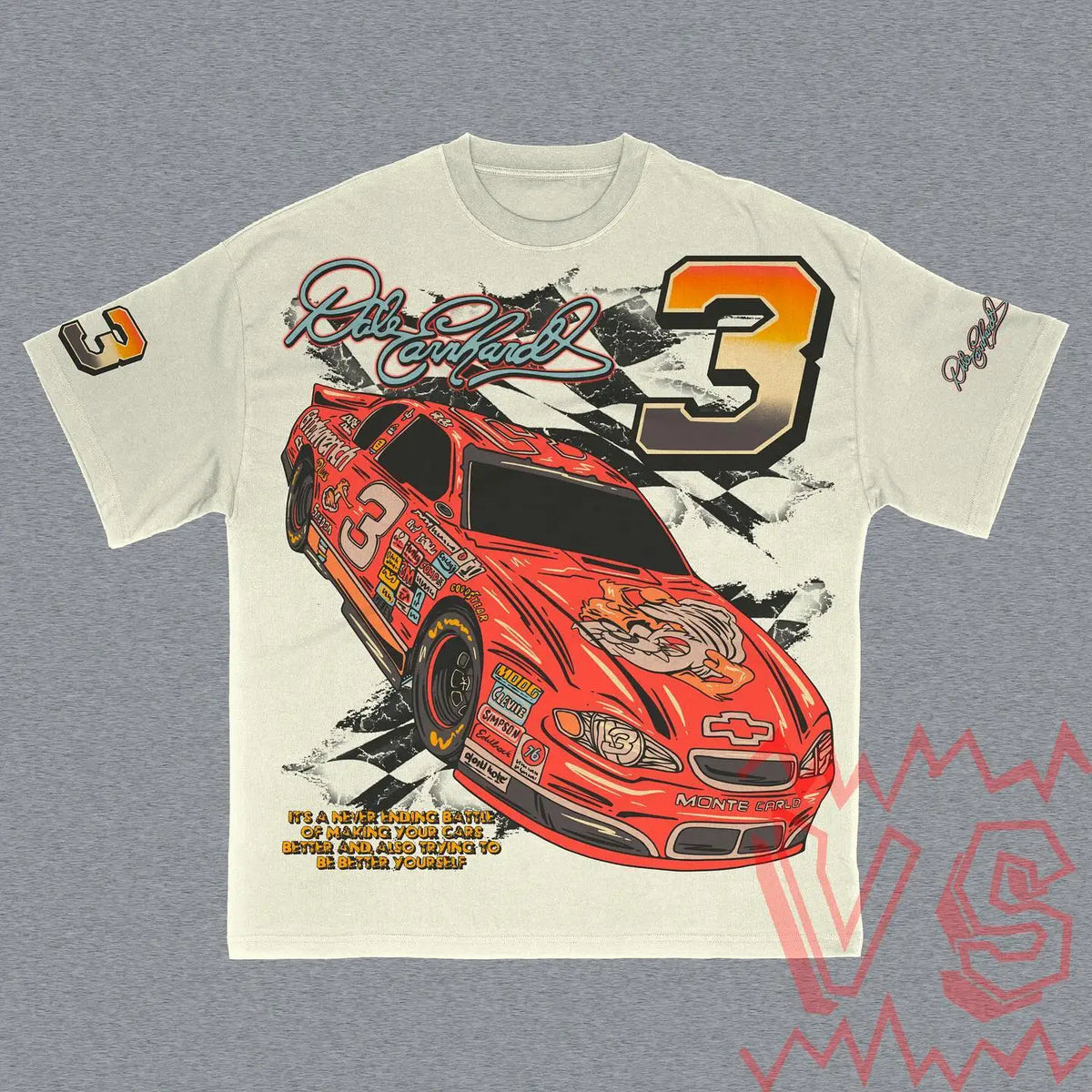 Dale Earnhardt 3 Nascar Motosport Übergroßes Aprikosen-T-Shirt für Frauen