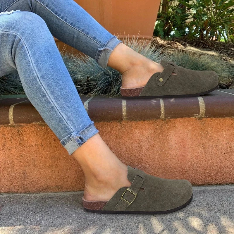 Boston Clogs aus Wildleder für Damen mit Kork-Innensohle