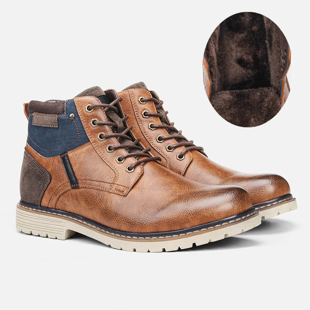 Botines altos de cuero antideslizantes de invierno para hombre