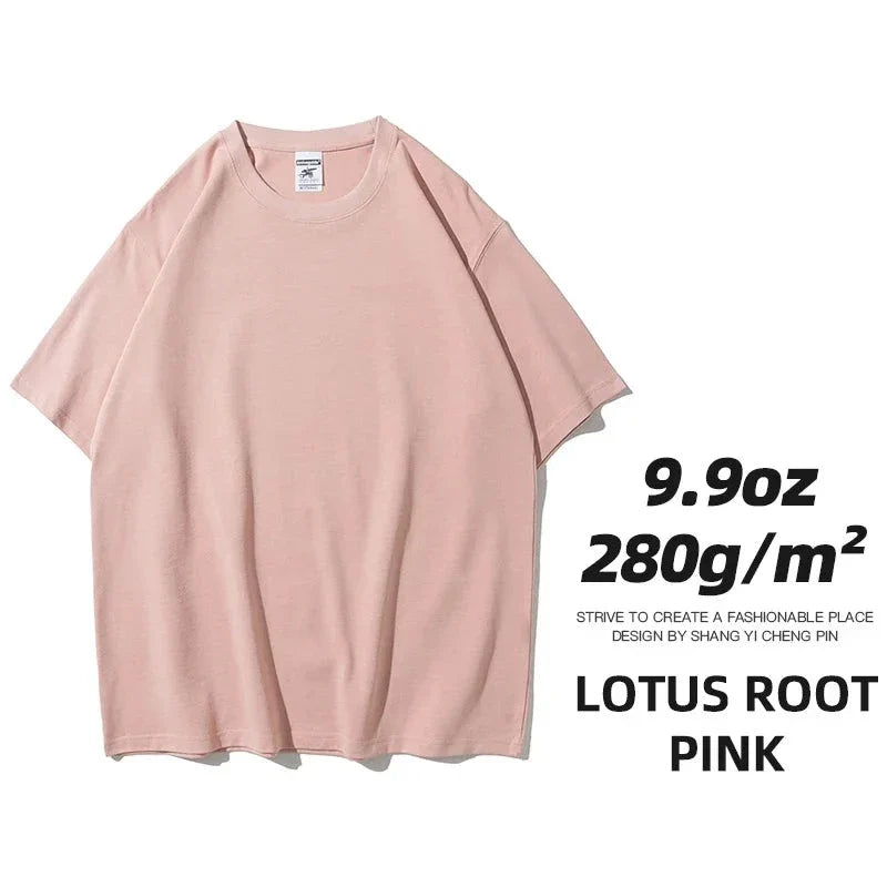 Camisetas unisex extragrandes de algodón sólido y pesado de 9.9 oz