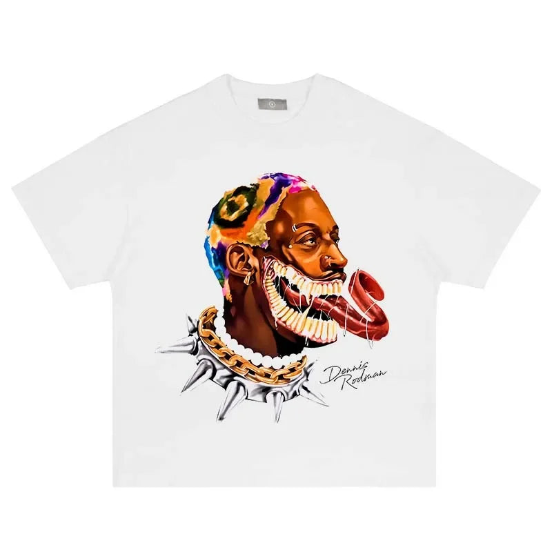 Camiseta retro de hip hop extragrande para hombre, edición Dennis Rodman