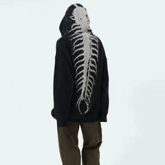 Hoodie Grunge Centipede Bone Knitted American Style Unisex