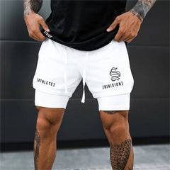 Pantalones cortos 2 en 1 de secado rápido para correr y hacer ejercicio para hombre