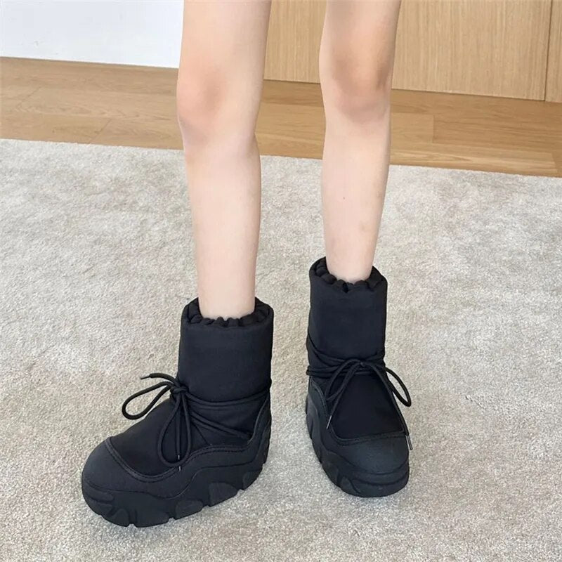 Chunky Leather Women's Slip-On Ankle Boots