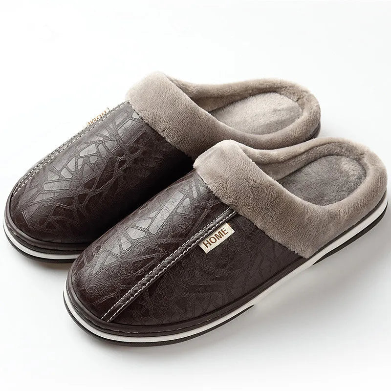 Pantuflas unisex impermeables de piel sintética para interiores