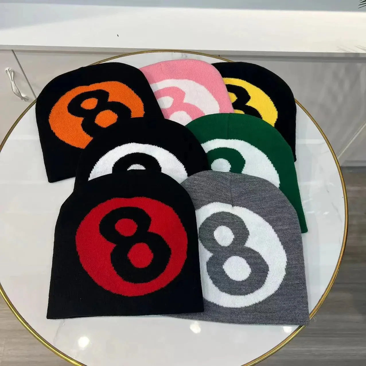 8 Ball 2-seitige Strickmütze