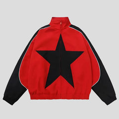 Vintage Star Patchwork Unisex Bomber Jacket