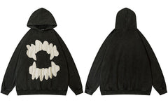 Unisex Harajuku Punk Gothic Pullover Schwarzer Kapuzenpullover