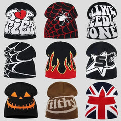 Gorro de punto unisex con letras de Kanye y estilo hip hop