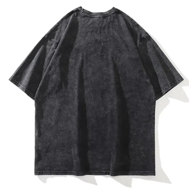 Distressed Oversized Tee with Graphic Print