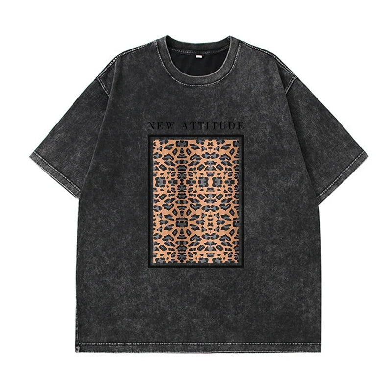 Camiseta vintage de algodón con lavado ácido para mujer