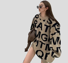 All-Match O-Neck Letter Sweaters Women's Autumn/Winter Pullovers