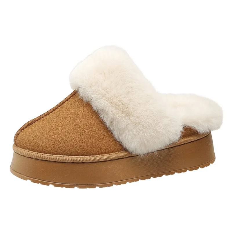 Pantuflas de plataforma de felpa cálidas de invierno para mujer