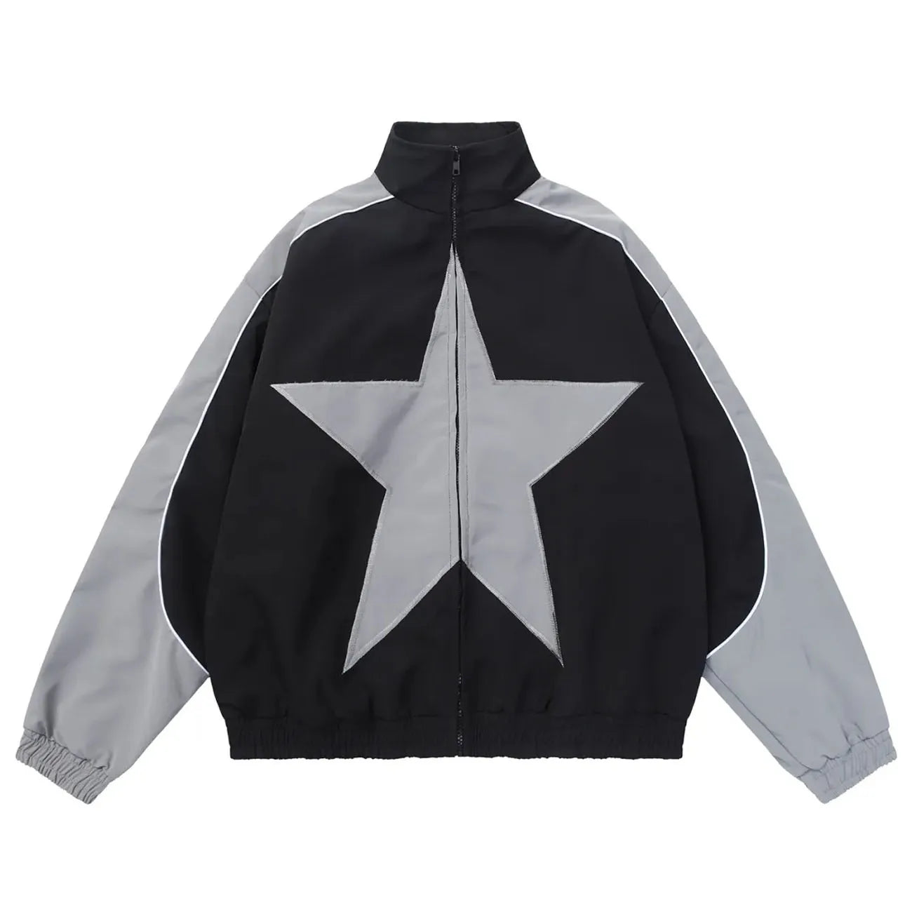 Chaqueta bomber unisex con parches de estrellas vintage