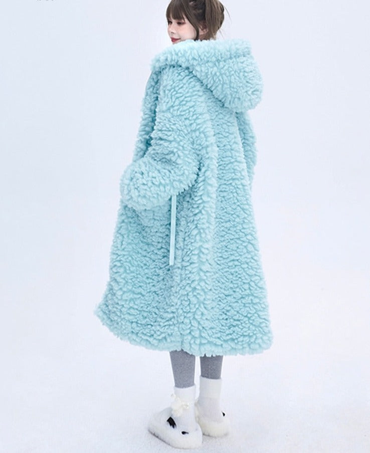 Junior's Warm Fluffy Long Hoodies for Women