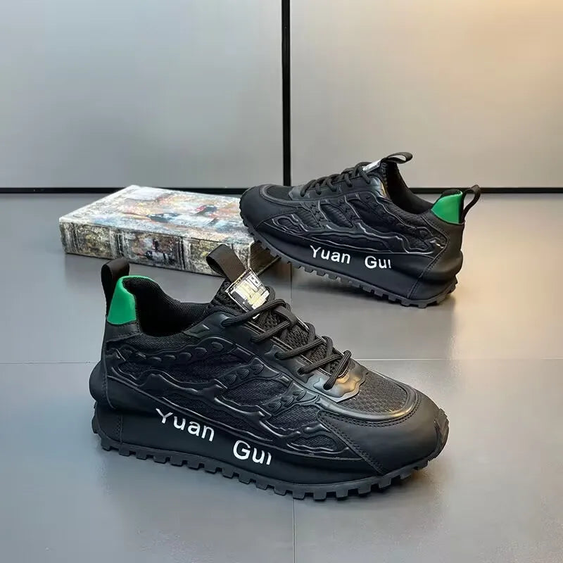 Yuan Gui Plateau-Sneaker für Herren aus Leder und Mesh