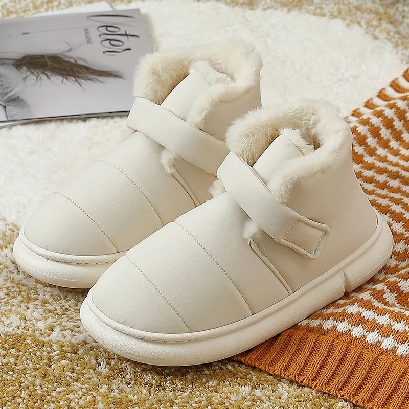 Pantuflas unisex de felpa suave e impermeables para el invierno