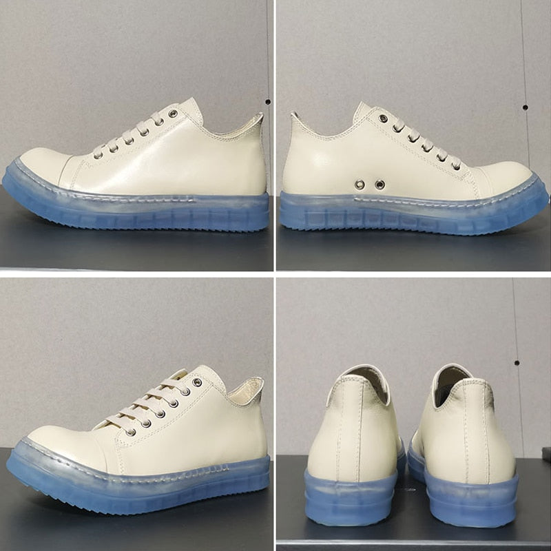 Zapatos unisex de punta redonda con suela de cristal azul