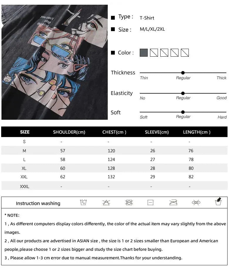Distressed Retro Print Men's Oversize Grunge Cotton T-Shirt