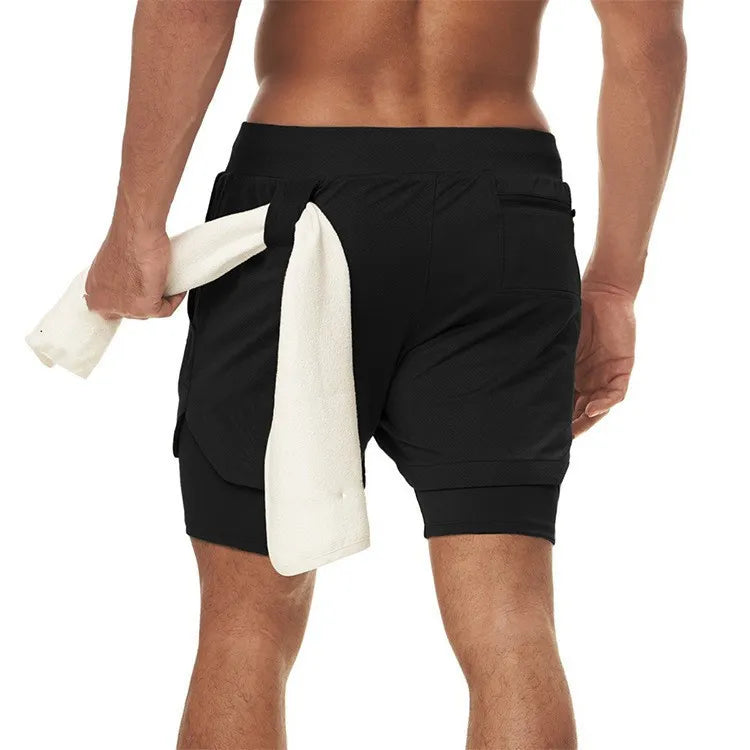 2-in-1-Lauf- und Fitnessstudio-Shorts für Herren, schnelltrocknend