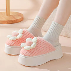 Pantuflas cálidas de plataforma para mujer