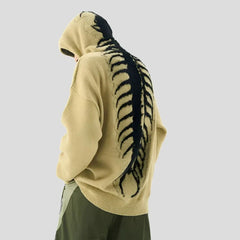 Hoodie Grunge Centipede Bone Knitted American Style Unisex