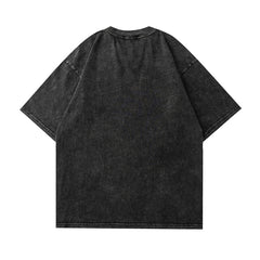Camiseta negra lavada con estampado 3D extragrande para hombre