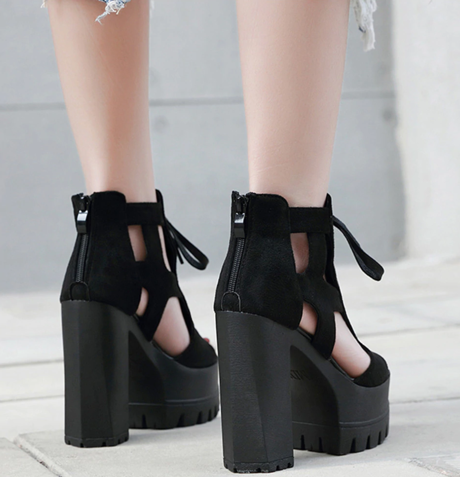 Soft Leather Sandals With Square Heels