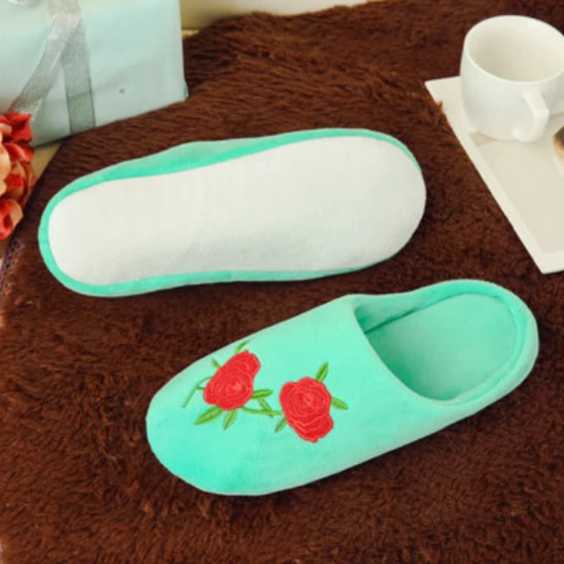 Plush Embroidered Home Slippers