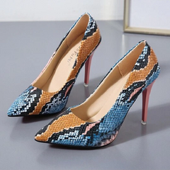 High Heel Pumps With Snakeskin Print