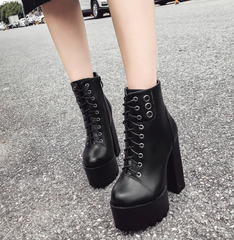 High Heels Lace-Up Ankle Boots