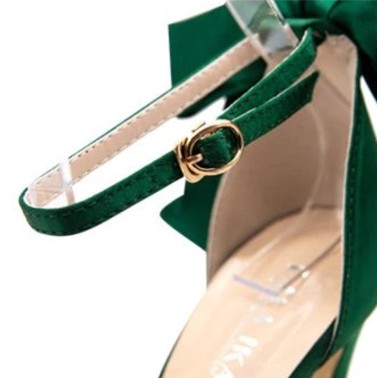 High-Heeled Ankle Sandals Decorated With Butterfly-Knot