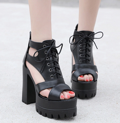 Lace-Up High Heel Sandals