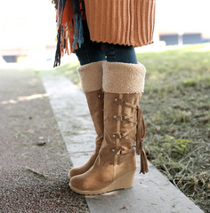 Round Toe Slip-On High Boots