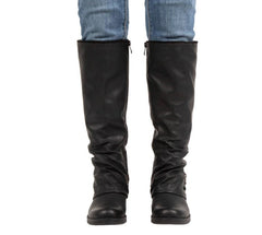 PU Leather Knee-High Boots With Buckles