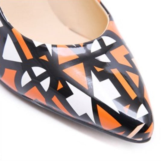 Zapatos de tacón alto de PU con estampado geométrico 