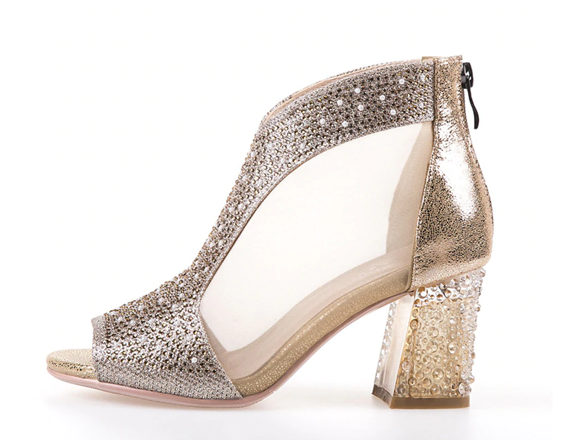 Buckle Shiny Open Toe Pumps