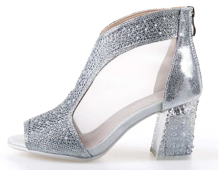 Buckle Shiny Open Toe Pumps