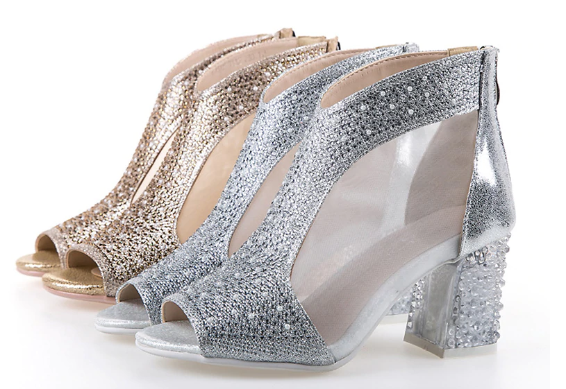 Buckle Shiny Open Toe Pumps