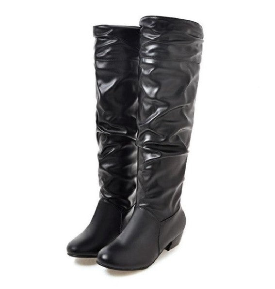 Low-Heeled High Boots
