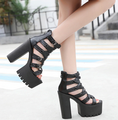 Soft Leather High Heels Sandals