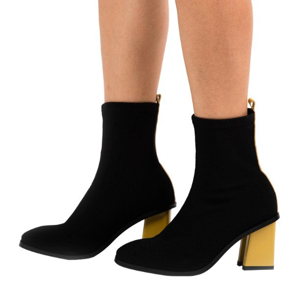 Square-Heeled Slip-On Sock Boots