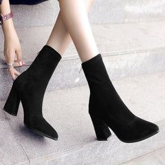 Suede High-Heeled Sock Boots