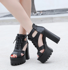 Lace-Up High Heel Sandals