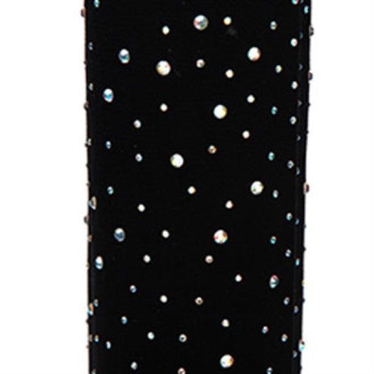 Stretch Heeled Over-The-Knee High Boots Decorated With Crystals