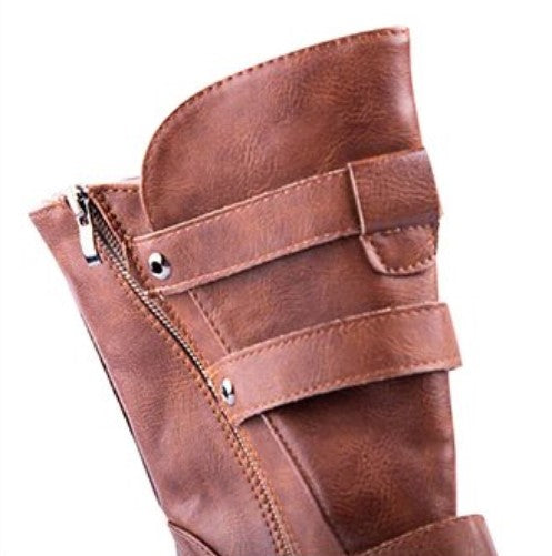 Westernstiefel aus PU-Leder mit Schnallen 