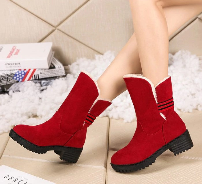 Casual Warm Faux Suede Boots With Fur