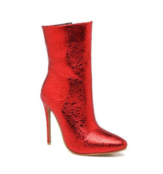 Super High PU Ankle Boots With Velvet Lining